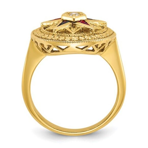 Stylish 14k Yellow Gold Eastern Star Masonic Ring for Women - Picture 7 of 7
